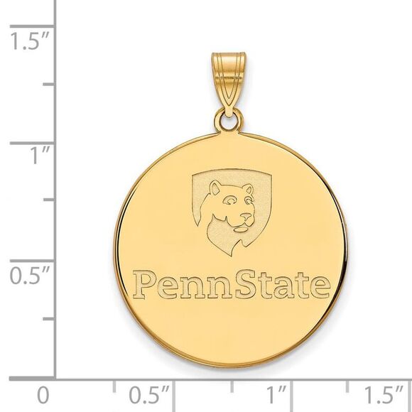 14k Gold Plated Silver Penn State XL Disc Pendant